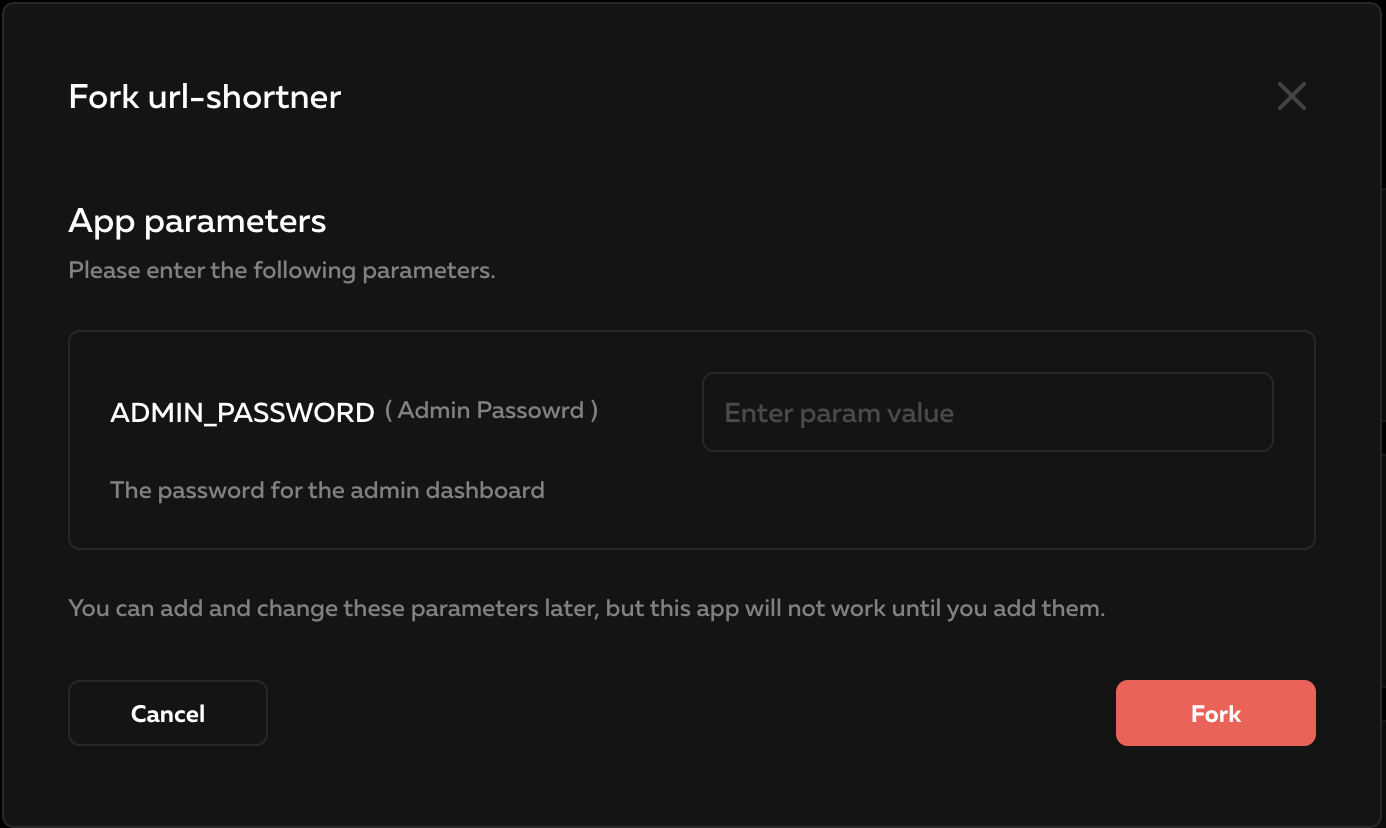 Add an admin password to use when you log into your URL shortener dashboard