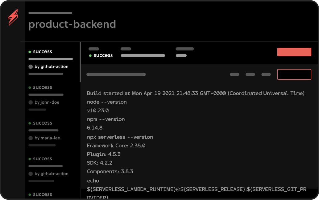 Preview deployment logs in the Serverless Framework Dashboard