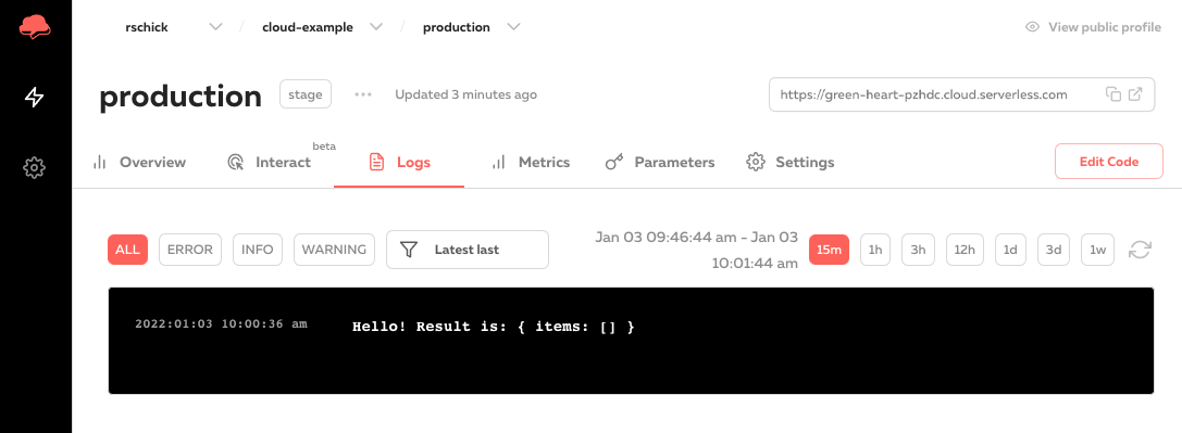 View your production instance in the dashboard