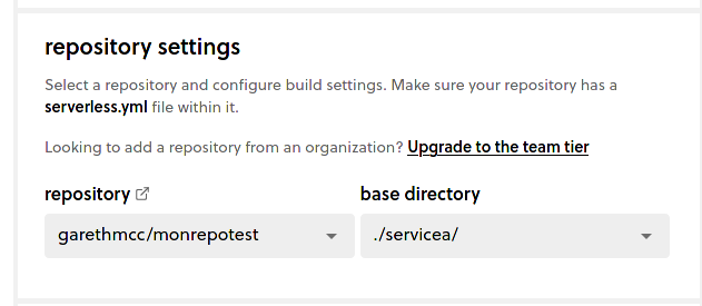Select repo and base directory