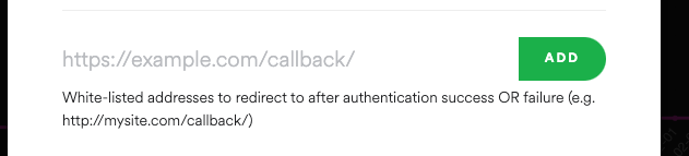 Spotify Callback URL Configuration