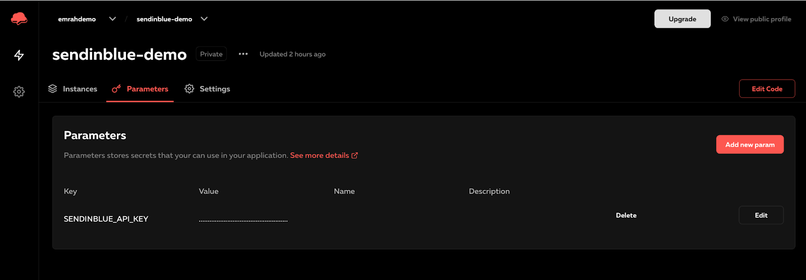 Serverless Cloud Dashboard - Parameters Management