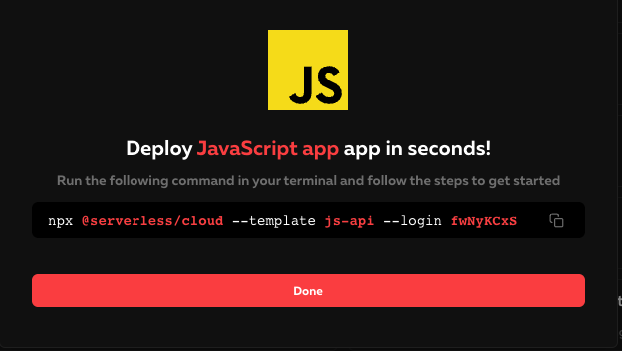 Serverless Cloud - Single Command Instruction to start a JS backend
